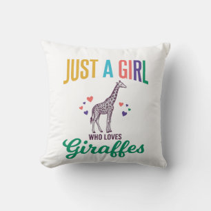 Coussin Juste une fille qui aime les girafes vintage vecte