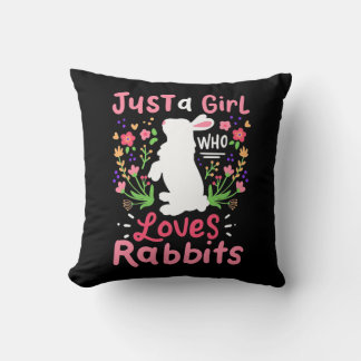 Coussin Juste une fille qui aime les lapins