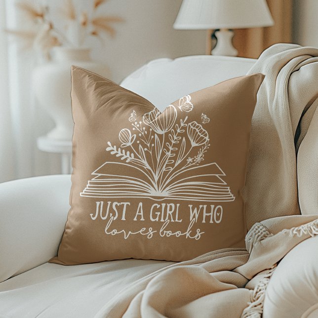 Coussin Juste une fille qui aime les livres (Just a girl who loves books? Snuggle up with this cozy pillow, perfect for your reading adventures!)