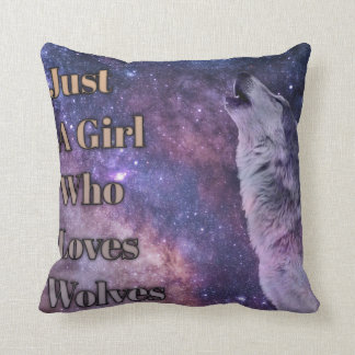 Coussin Juste une fille qui aime les loups, Amateur de lou