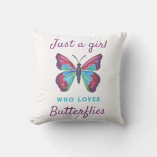 Coussin Juste une fille qui aime les papillons