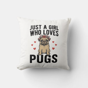 Coussin Juste Une Fille Qui Aime Les Pugs Chemise Vintage