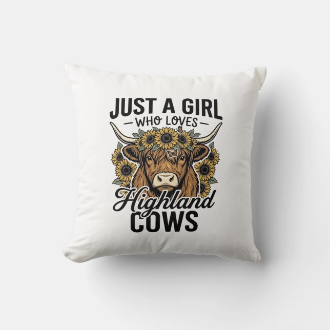 Coussin Juste une fille qui aime les vaches des Highlands  (Recto)