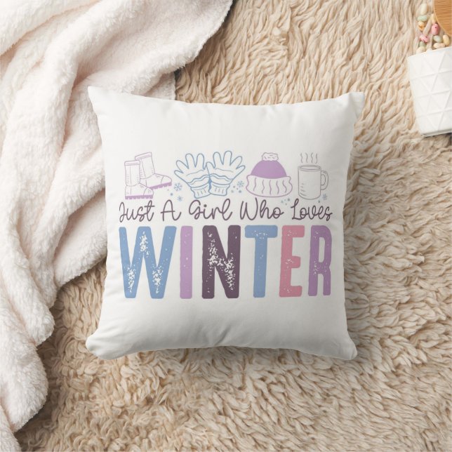 Coussin Juste une fille qui aime l'hiver mignonne design s (Couverture)