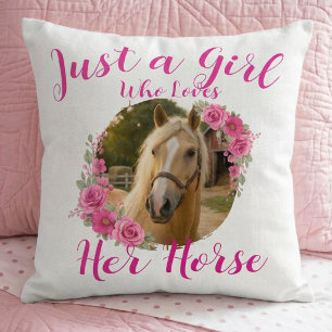 Coussin Juste Une Fille Qui Aime Son Cheval Photo Rose