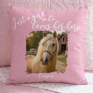 Coussin Juste une Fille Qui Aime Son Cheval Rose Personnal