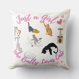 Coussin Juste une fille qui aime vraiment les chats