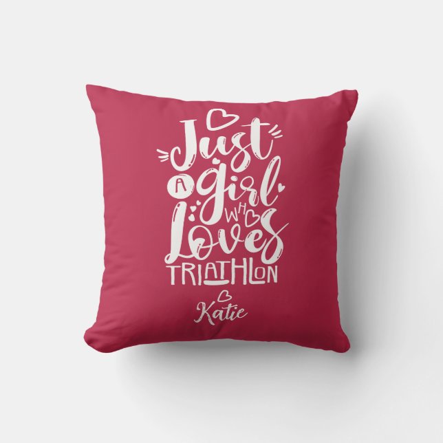 Coussin Juste une fille Triathlon Typographie blanche et m (Recto)