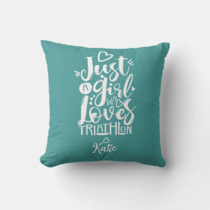 Coussin Juste Une Fille Turquoise Triathlon Simple Moderne