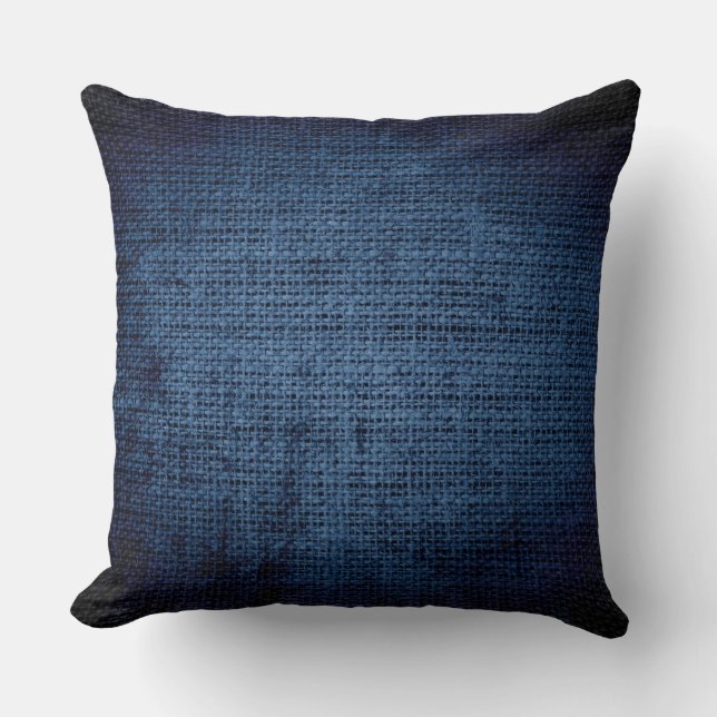 Coussin Jute rustique de toile de toile de jute bleue (Recto)