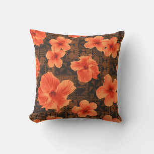 Coussin Kalalau Tapa Tropical Hawaïen Hibiscus Extérieur
