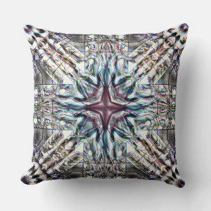 Coussin Kaléidoscope à texture brillante en couleurs argen