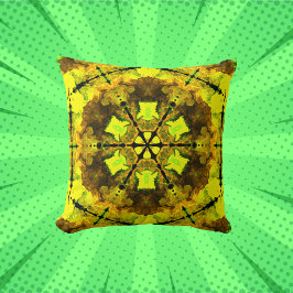 Coussin Kaleidoscope psychédélique Fleur Jaune et Vert