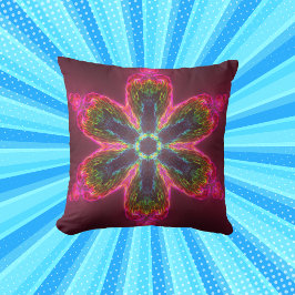Coussin Kaleidoscope psychédélique Fleur vert et rose
