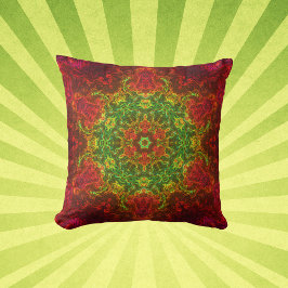 Coussin Kaleidoscope psychédélique Fleur vert et rouge