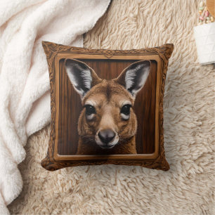 Coussin Kangaroo en bois 3D australien