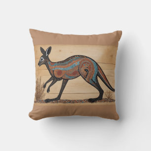 Coussin Kangourou sur le thème des Aborigènes d'Australie