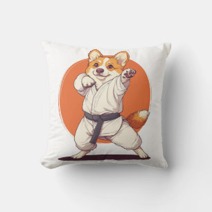 Coussin Karate Corgi � Chien d'Arts Martiaux