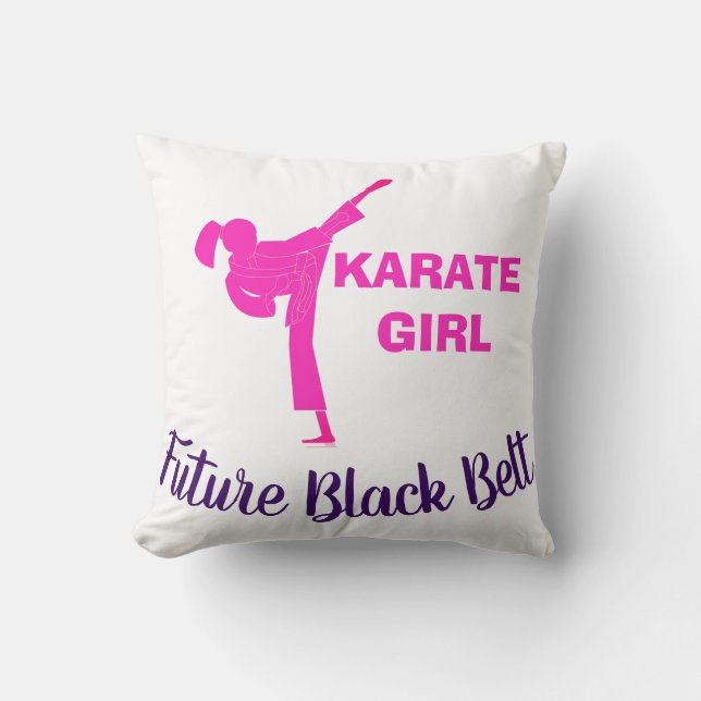 Coussin Karate Girl Future Black Belt Motivational Decor (Recto)