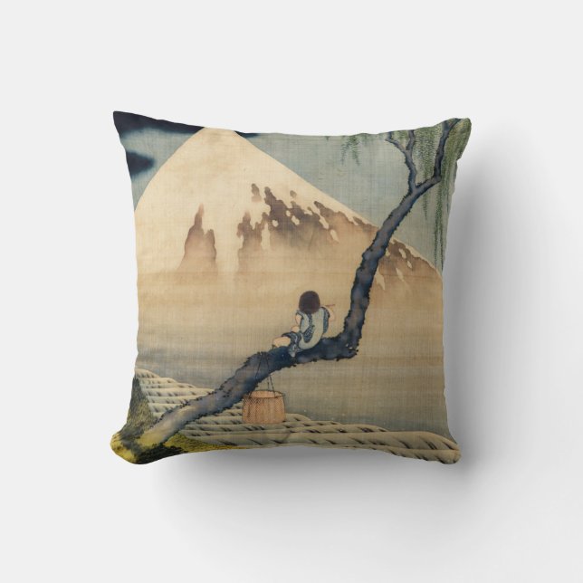 Coussin Katsushika Hokusai - Garçon regardant le Mont Fuji (Recto)