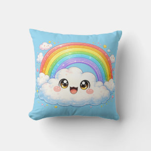Coussin Kawaii Arc-en-Ciel & Nuage Heureux