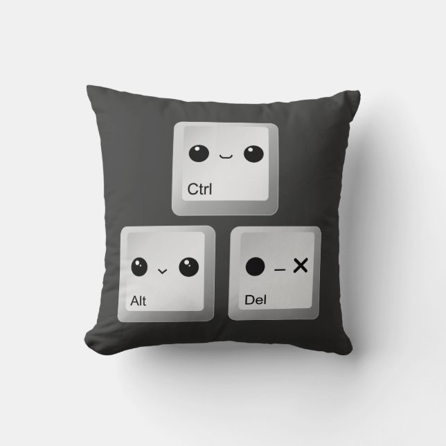 Coussin Kawaii Ctrl Alt Del Keyboard - remise à zéro (Recto)