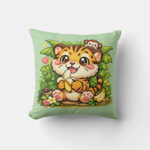Coussin Kawaii Jungle Tigre Mignon