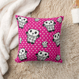 Coussin Kawaii Panda moderne ours rose fille Pointe Polka