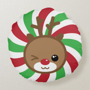 Coussin Kawaii Reindeer Round Pouf