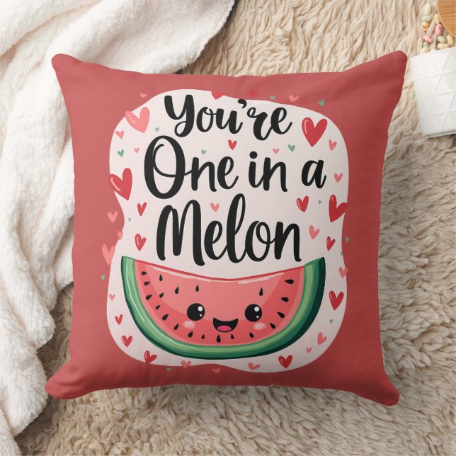 Coussin Kawaii "You're One in a Melon" Cute Watermelon Pun (Couverture)