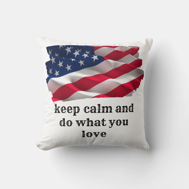 Coussin keep calm quote and vibrant american flag (Recto)