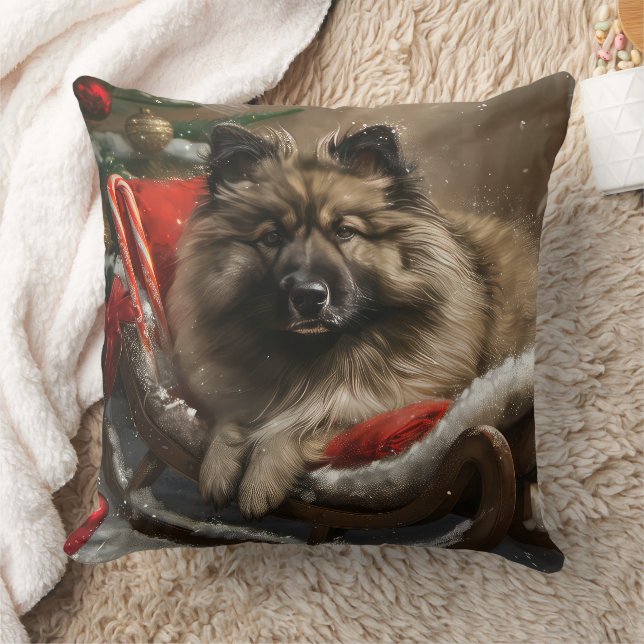 Coussin keeshond Festive de Noël de chien (Couverture)