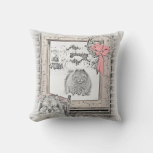 Coussin Keeshond Noël hiver fenêtre Peinture Chien Art