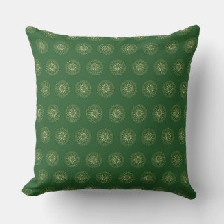 Coussin Kelly Green | Golden Zinnia Flower Medallions