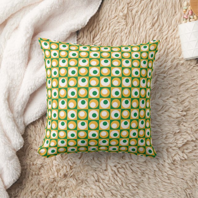 Coussin Kelly Green White Gold SquareDot Motif géométrique (Couverture)