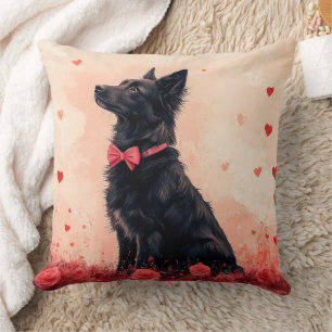 Coussin Kelpie australien avec des roses - Saint-Valentin
