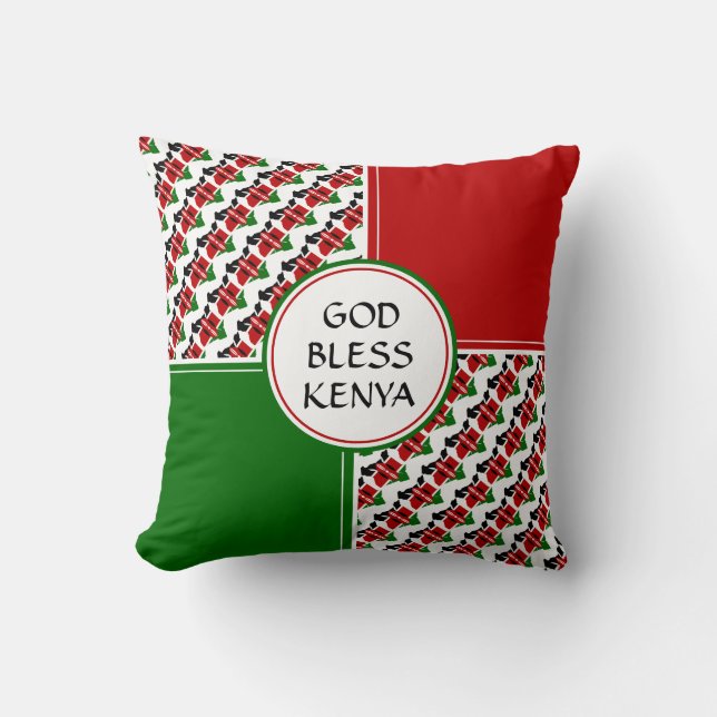 Coussin KENYA DRAPEAU Patriotique Kényan DIEU BLESS (Recto)