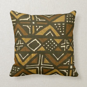 Coussin kenyan de motif de tissu de boue