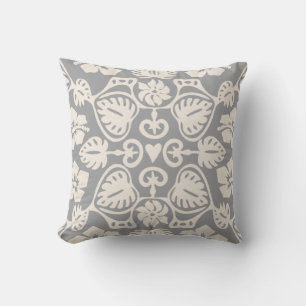 Coussin Keoni Hawaiian Monstera feuille Damask Grey
