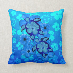 Coussin Ketmie et tortues bleues de Honu