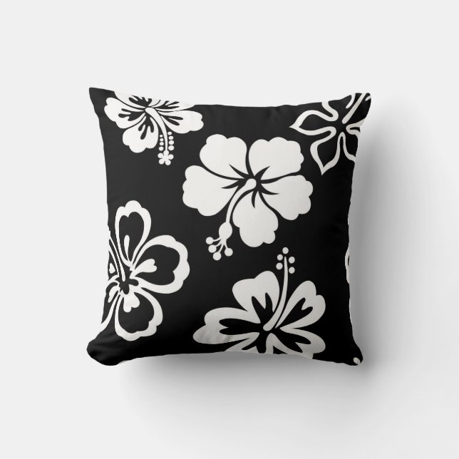 Coussin Ketmie noire et blanche (Recto)