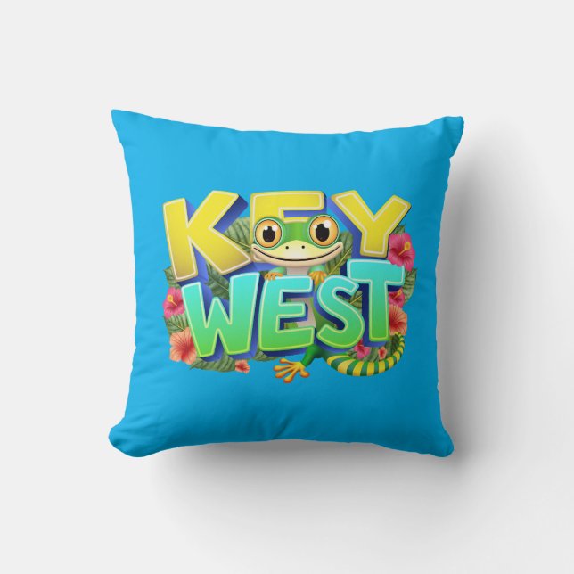 Coussin Key West Gecko Floride (Recto)