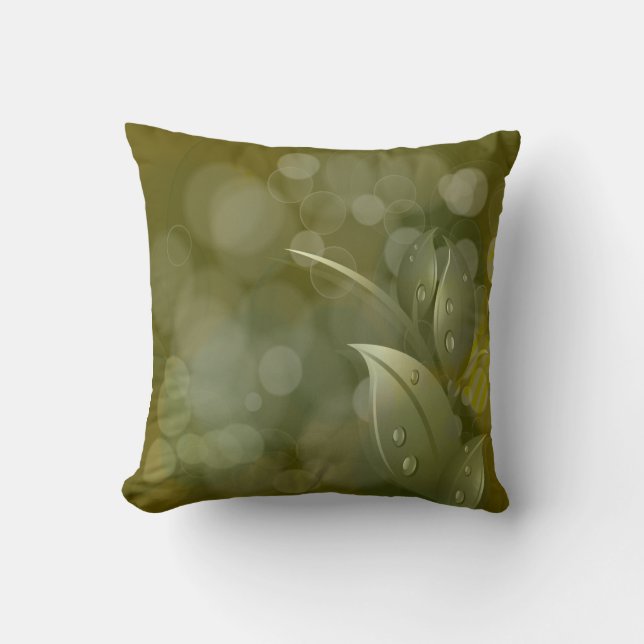 Coussin Khaki Bokeh MoJo Feuille-américain (Recto)