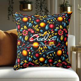 Coussin Khokhloma Artistique Motif Floral Personnalisé