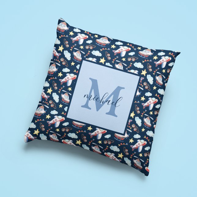 Coussin Kids Monogramme Aviation  (Créateur téléchargé)
