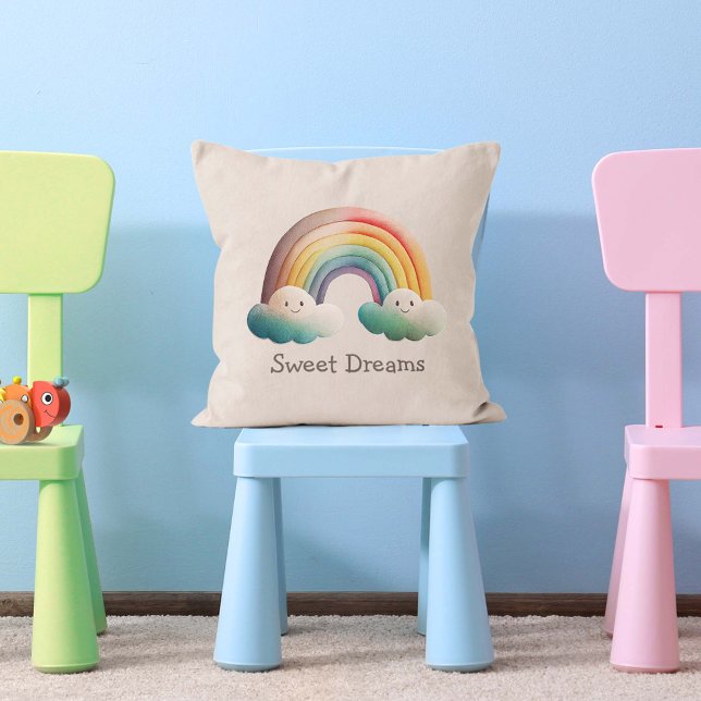 Coussin Kids Whimsical Pastel Rainbow in Clouds (Créateur téléchargé)