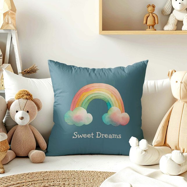 Coussin Kids Whimsical Pastel Rainbow in Clouds (Créateur téléchargé)
