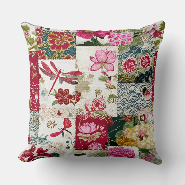 Coussin Kimono japonais vintage Patchwork (Recto)