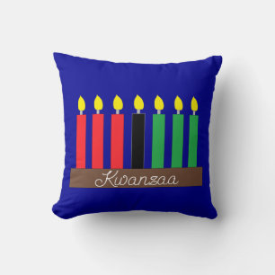 Coussin Kinara pour Kwanzaa : bleu foncé