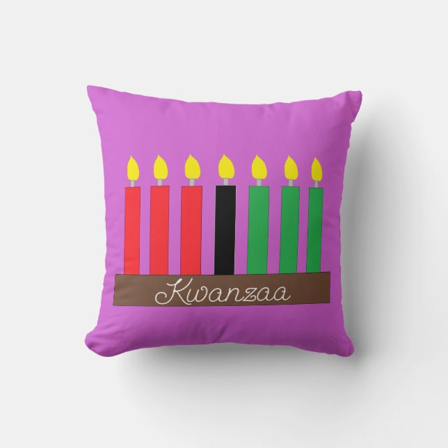 Coussin Kinara pour Kwanzaa : Lavande (Recto)